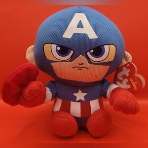 TY Beanie Baby 6" CAPTAIN AMERICA (Marvel) Plush, With Tags